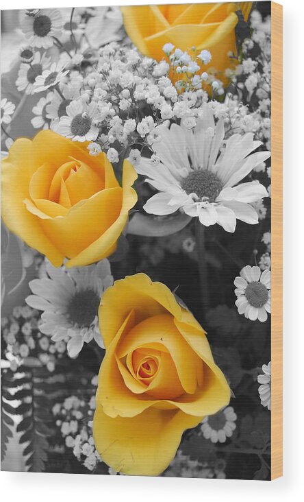 Rose Wood Print featuring the photograph Yellow Roses by Amy Fose