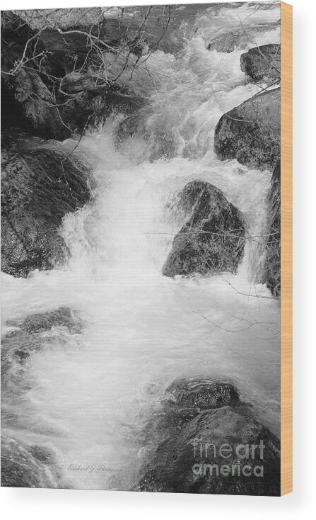 Yosemite Wood Print featuring the photograph Yosemite Raging River Stream by Richard J Thompson 