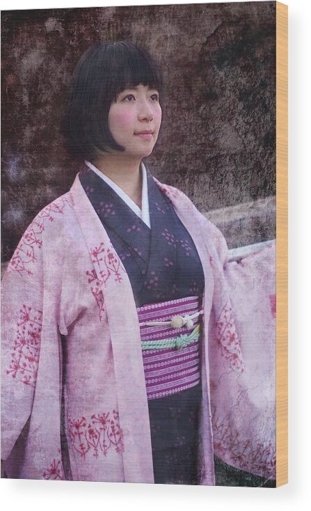 Japan Wood Print featuring the photograph Young Japanese Woman In A Kimono In Venice by Suzanne Powers