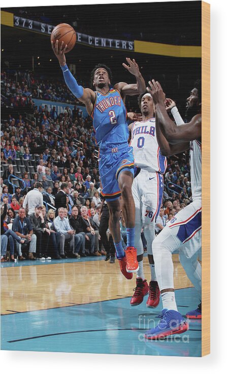 Shai Gilgeous-alexander Wood Print featuring the photograph 76ers Vs Thunder #1 by Zach Beeker