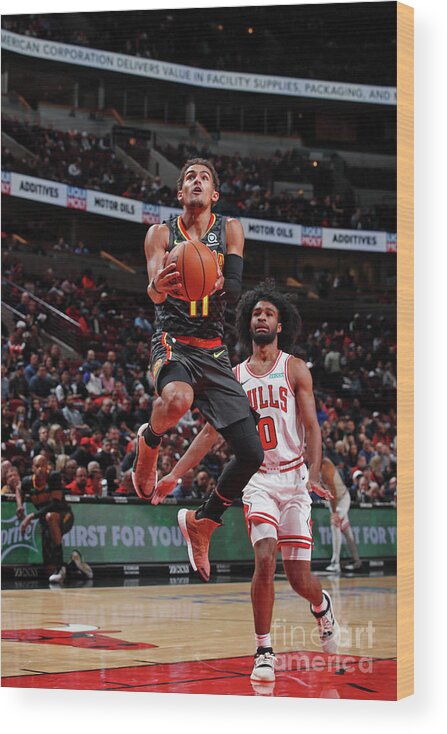 Nba Pro Basketball Wood Print featuring the photograph Atlanta Hawks V Chicago Bulls by Jeff Haynes