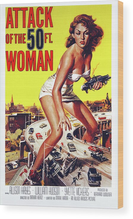 Poster Wood Print featuring the painting Attack Of The 50ft Woman by Summer At The Cinema