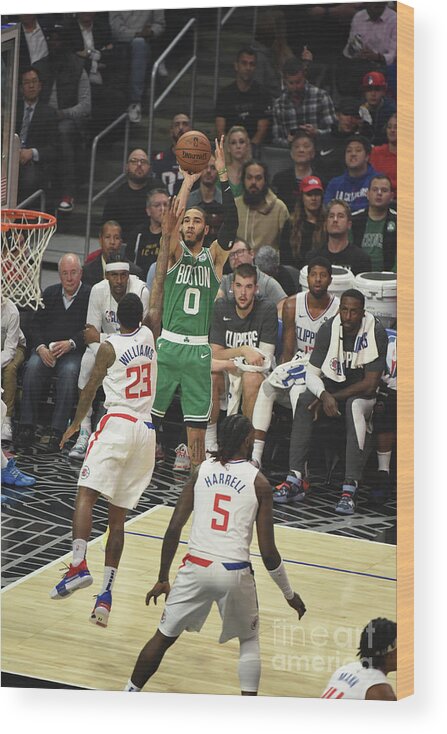 Jayson Tatum Wood Print featuring the photograph Boston Celtics V La Clippers by Adam Pantozzi