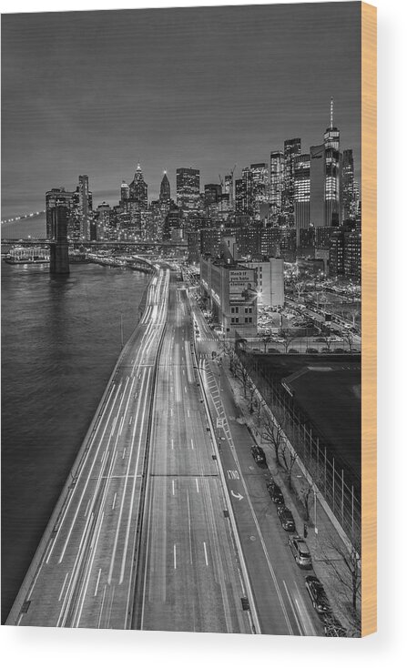 Nyc Skyline Wood Print featuring the photograph Brooklyn Bridge, FDR and Manhattan Skyline #1 by Susan Candelario