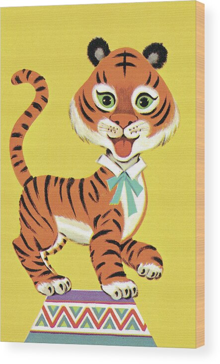 Animal Wood Print featuring the drawing Circus tiger #1 by CSA Images