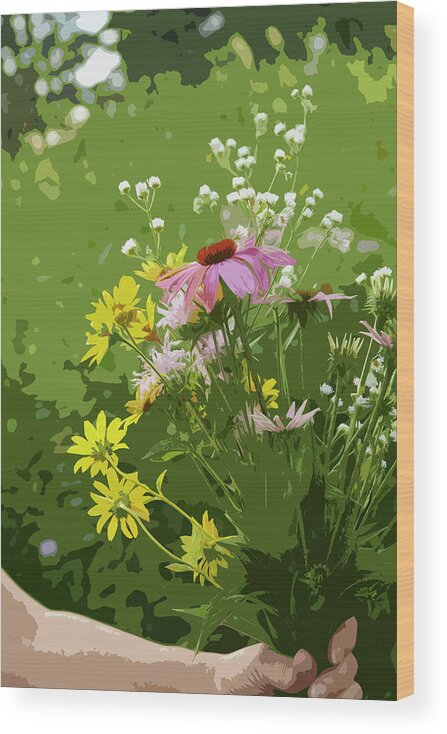 Plants Wood Print featuring the digital art Cut flowers #1 by Garden Gate magazine