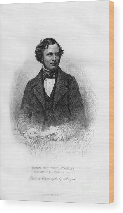 Engraving Wood Print featuring the drawing Edward Henry Stanley, 15th Earl #1 by Print Collector