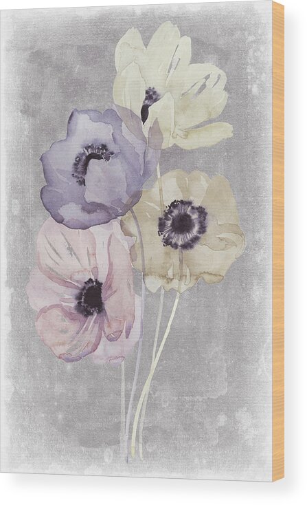 Botanical Wood Print featuring the painting Floral Waltz I #1 by Grace Popp