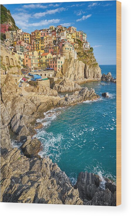 Landscape Wood Print featuring the photograph Manarola, Cinque Terre, Liguria, Italy #1 by Jan Wlodarczyk