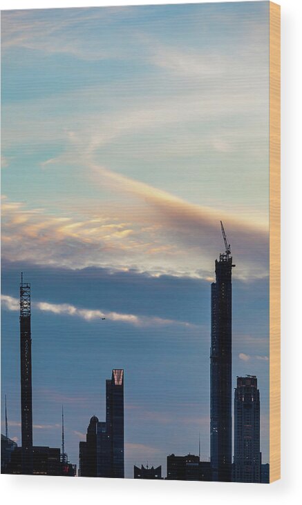 Manhattan Skyline Early Evening Wood Print featuring the photograph Manhattan Skyline Early Evening #1 by Robert Ullmann
