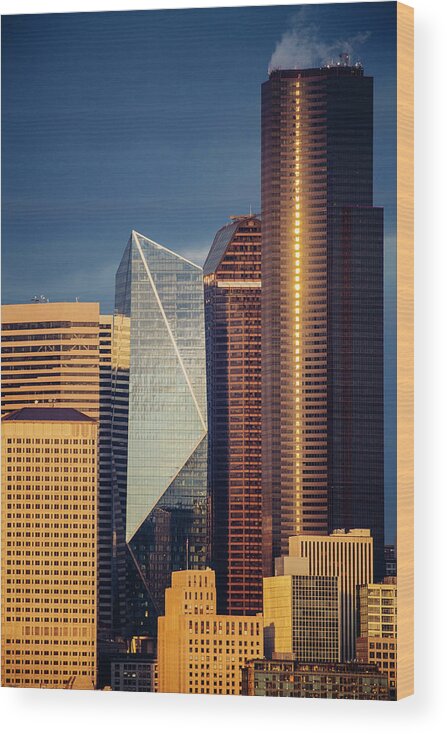 Photography Wood Print featuring the photograph Modern Architecture In City, Seattle #1 by Panoramic Images