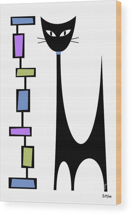 Atomic Cat Wood Print featuring the digital art Rectangle Cat 2 by Donna Mibus