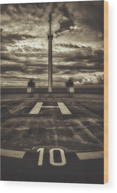 Ship Wood Print featuring the photograph Ship Helipad #1 by Mountain Dreams