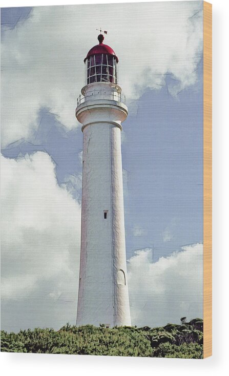  Landscape Wood Print featuring the digital art Split Point Lighthouse by Dennis Lundell