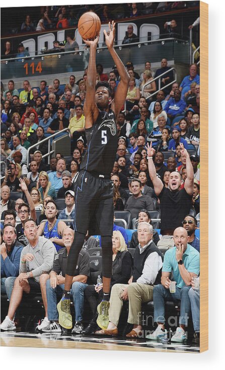 Mohamed Bamba Wood Print featuring the photograph Toronto Raptors V Orlando Magic #1 by Gary Bassing