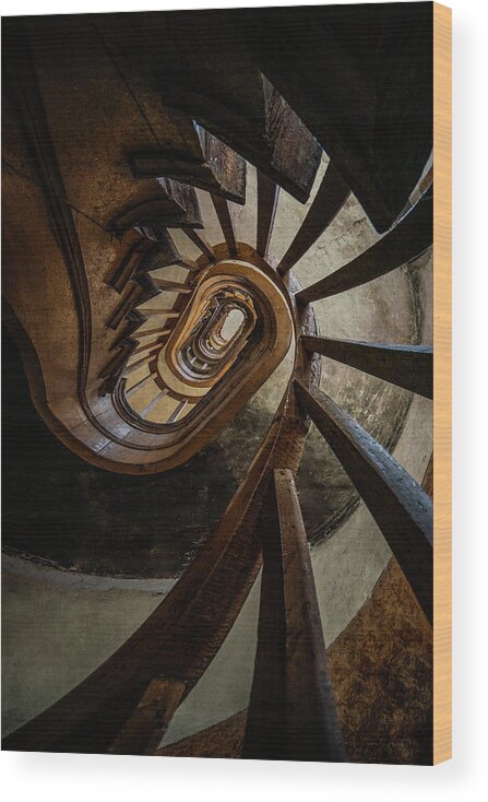 Stairway Wood Print featuring the photograph Twisted spiral staircase #1 by Jaroslaw Blaminsky