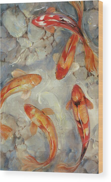 Animals Wood Print featuring the painting Vibrant Koi II #1 by Tim O'toole