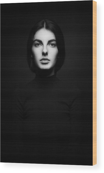 Monochrome Wood Print featuring the photograph ... #10 by Artem Vasilenko