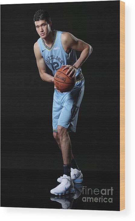 Yuta Watanabe Wood Print featuring the photograph 2018-19 Memphis Grizzlies Media Day by Joe Murphy
