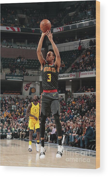 Jaylen Morris Wood Print featuring the photograph Atlanta Hawks V Indiana Pacers by Ron Hoskins