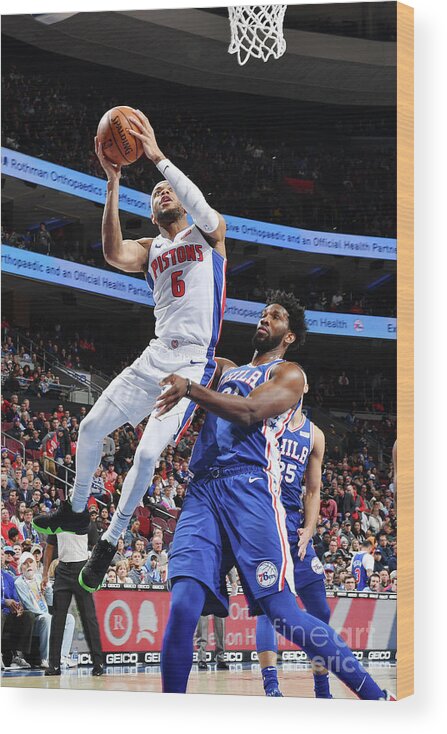 Nba Pro Basketball Wood Print featuring the photograph Detroit Pistons V Philadelphia 76ers by Jesse D. Garrabrant