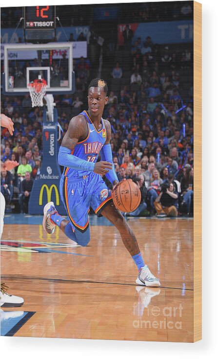 Dennis Schroder Wood Print featuring the photograph New Orleans Pelicans V Oklahoma City #10 by Bill Baptist