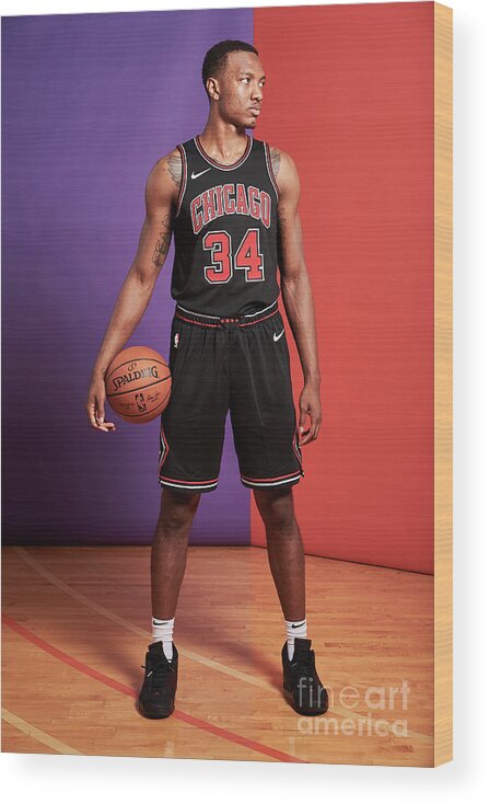 Wendell Carter Wood Print featuring the photograph 2018 Nba Rookie Photo Shoot #107 by Jennifer Pottheiser