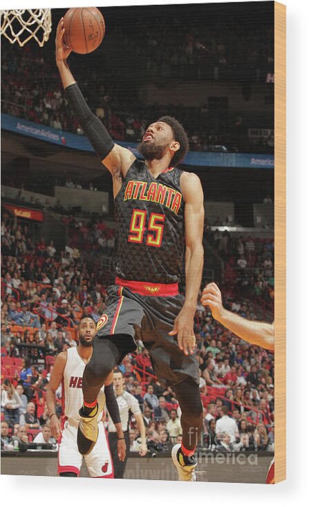 Nba Pro Basketball Wood Print featuring the photograph Atlanta Hawks V Miami Heat by Oscar Baldizon