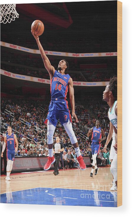 Ish Smith Wood Print featuring the photograph Charlotte Hornets V Detroit Pistons by Chris Schwegler