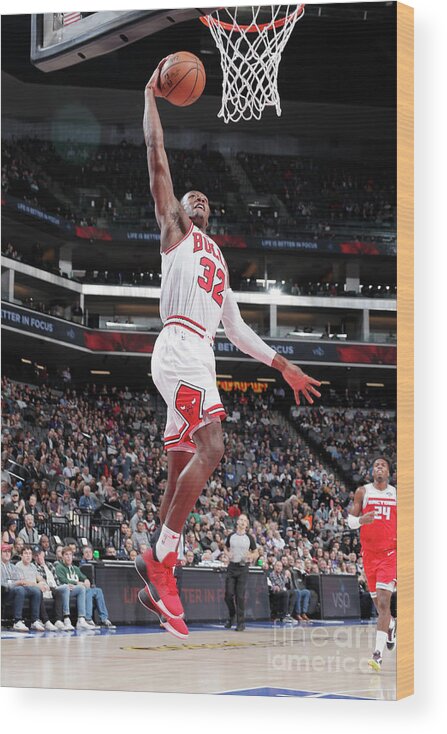 Kris Dunn Wood Print featuring the photograph Chicago Bulls V Sacramento Kings by Rocky Widner