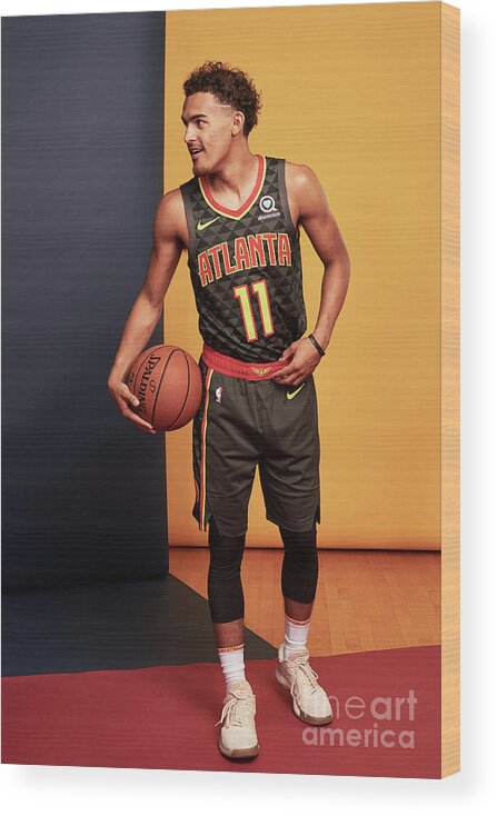 Trae Young Wood Print featuring the photograph 2018 Nba Rookie Photo Shoot #112 by Jennifer Pottheiser