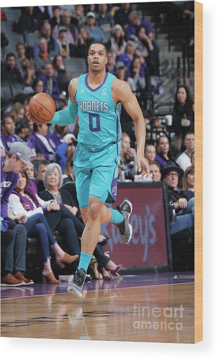 Miles Bridges Wood Print featuring the photograph Charlotte Hornets V Sacramento Kings by Rocky Widner
