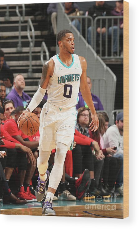 Miles Bridges Wood Print featuring the photograph Chicago Bulls V Charlotte Hornets by Kent Smith