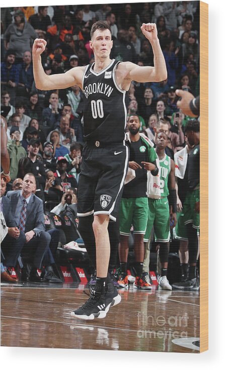 Rodions Kurucs Wood Print featuring the photograph Boston Celtics V Brooklyn Nets #16 by Nathaniel S. Butler