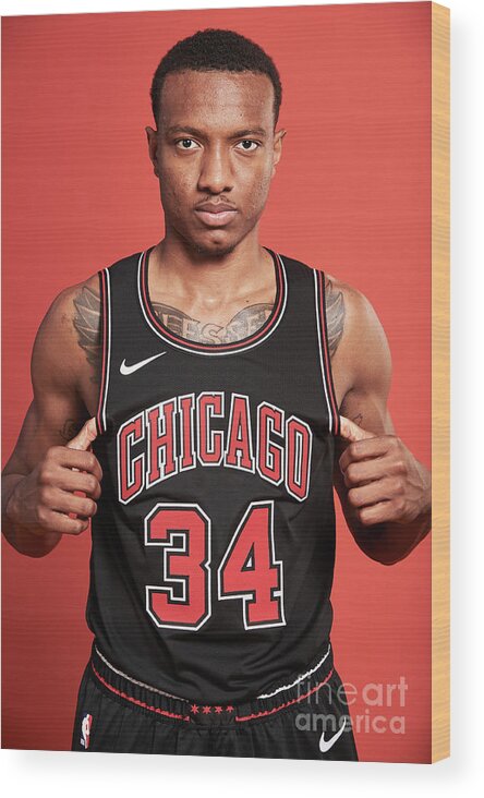 Wendell Carter Wood Print featuring the photograph 2018 Nba Rookie Photo Shoot #165 by Jennifer Pottheiser