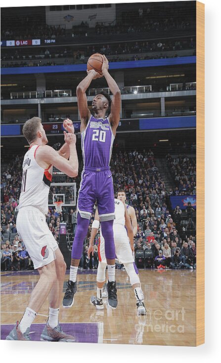 Harry Giles Wood Print featuring the photograph Portland Trail Blazers V Sacramento #19 by Rocky Widner