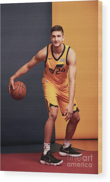 Grayson Allen Wood Print featuring the photograph 2018 Nba Rookie Photo Shoot #194 by Jennifer Pottheiser