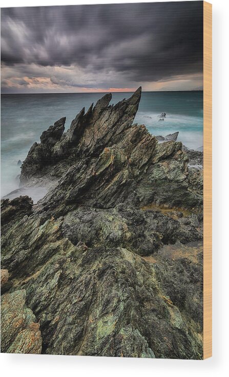 Rocks Wood Print featuring the photograph Black Rocks #2 by Paolo Bolla