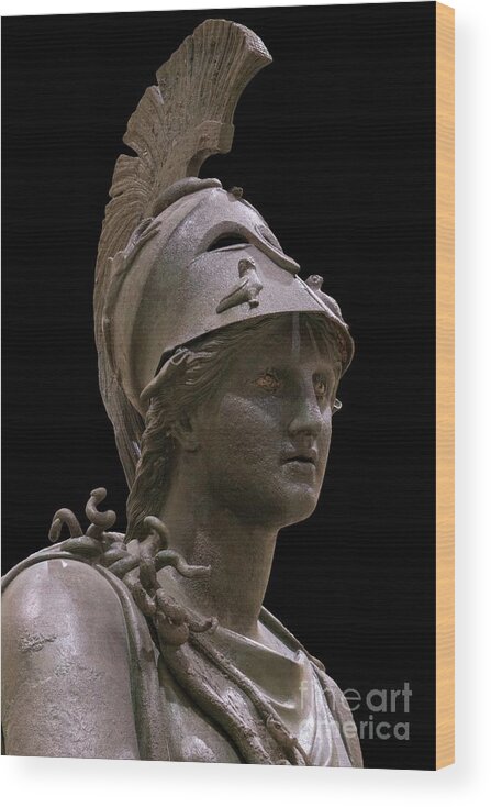 Greece Wood Print featuring the photograph Bronze Athena Statue. #2 by David Parker/science Photo Library