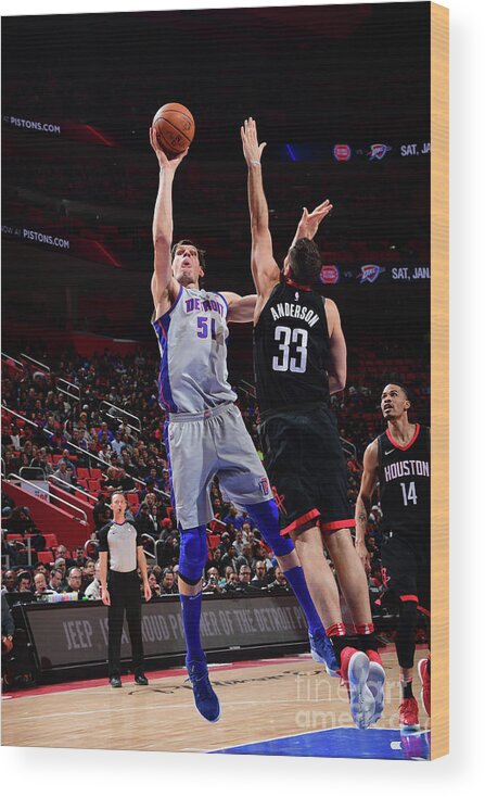 Nba Pro Basketball Wood Print featuring the photograph Houston Rockets V Detroit Pistons by Chris Schwegler