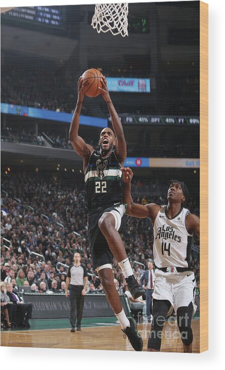 Khris Middleton Wood Print featuring the photograph La Clippers V Milwaukee Bucks by Gary Dineen