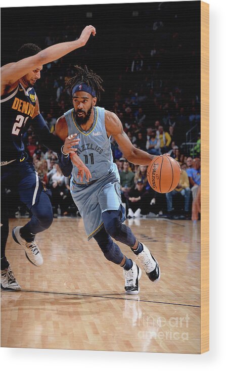 Mike Conley Wood Print featuring the photograph Memphis Grizzlies V Denver Nuggets by Bart Young