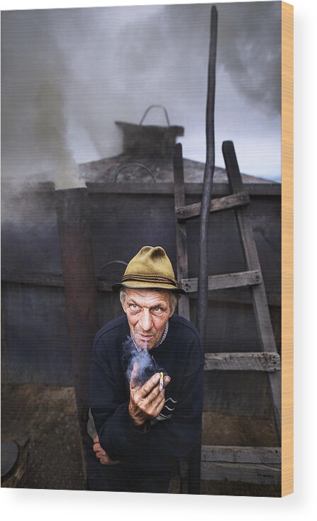 Romania Wood Print featuring the photograph The Charcoal Master #2 by Sorin Onisor