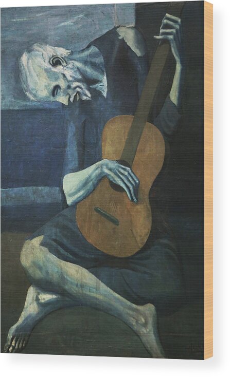Old Wood Print featuring the painting The Old Guitarist by Pablo Picasso