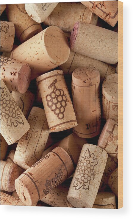 Alcohol Wood Print featuring the photograph Wine Corks by Malerapaso