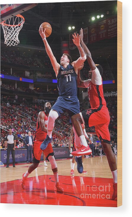 Nba Pro Basketball Wood Print featuring the photograph Dallas Mavericks V Houston Rockets by Bill Baptist