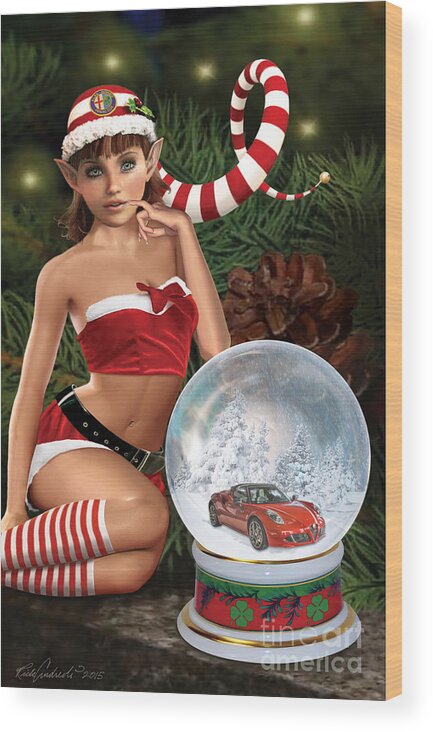 Alfa Wood Print featuring the digital art 2015 Alfa Club Christmas Card by Rick Andreoli