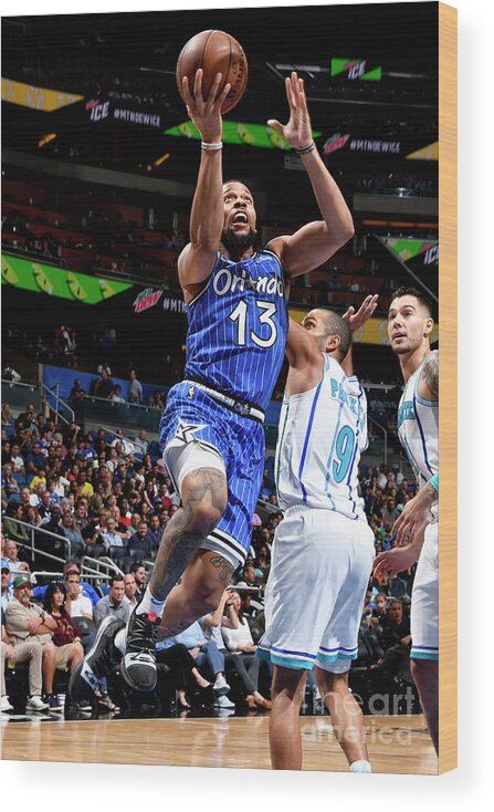 Nba Pro Basketball Wood Print featuring the photograph Charlotte Hornets V Orlando Magic by Fernando Medina