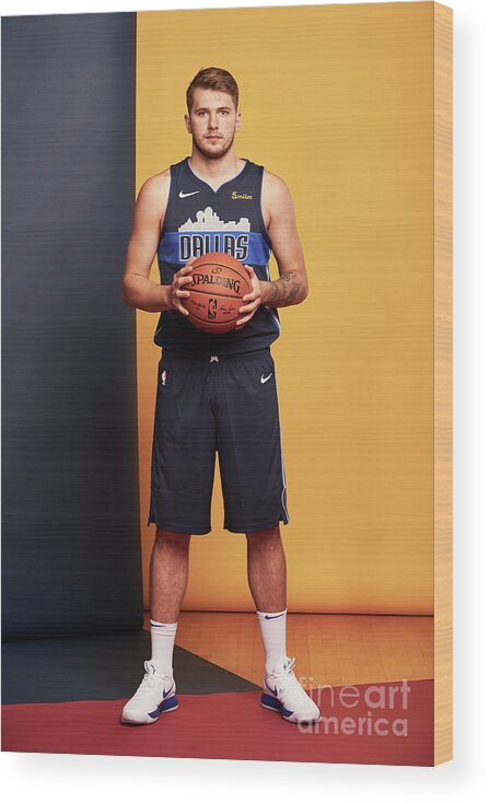 Luka Doncic Wood Print featuring the photograph 2018 Nba Rookie Photo Shoot #210 by Jennifer Pottheiser