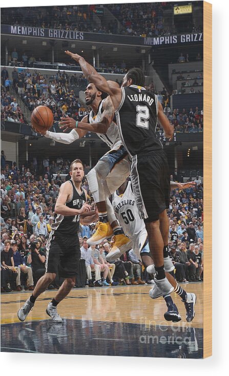 Mike Conley Wood Print featuring the photograph San Antonio Spurs V Memphis Grizzlies - #22 by Joe Murphy